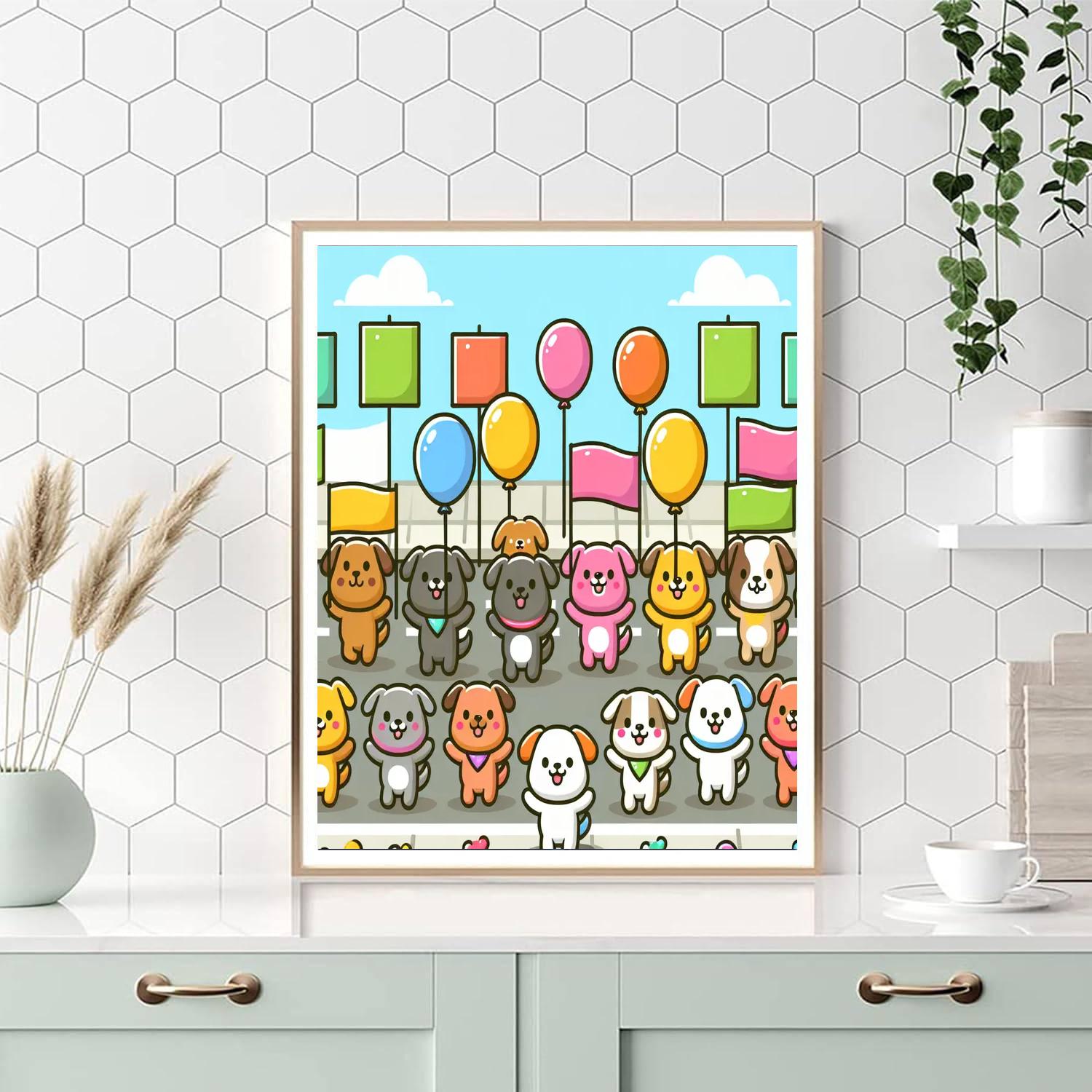 Puppy Party Parade Painting Number Kit
