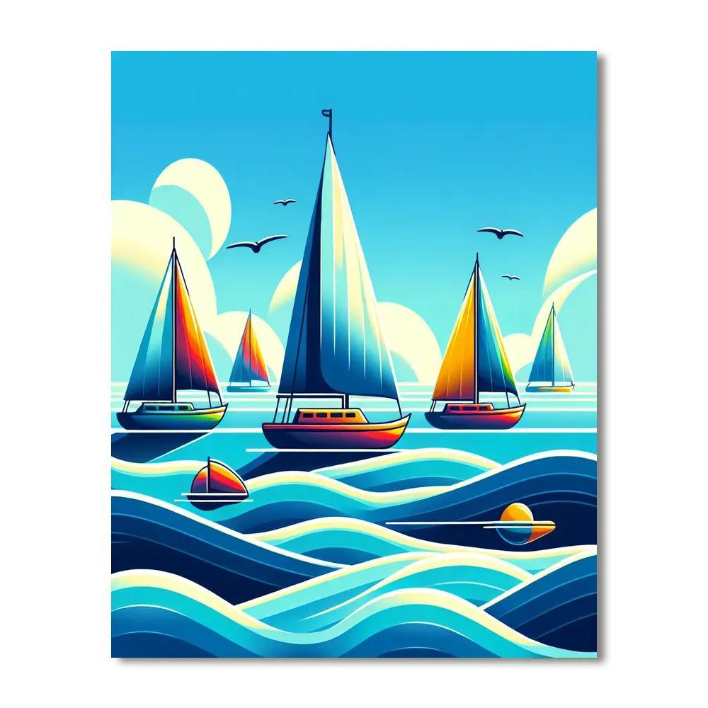 Ocean Adventure With Sailboats Paint By Number