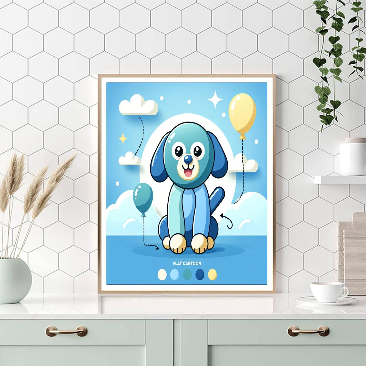 Bright Balloon Dog Number Painting