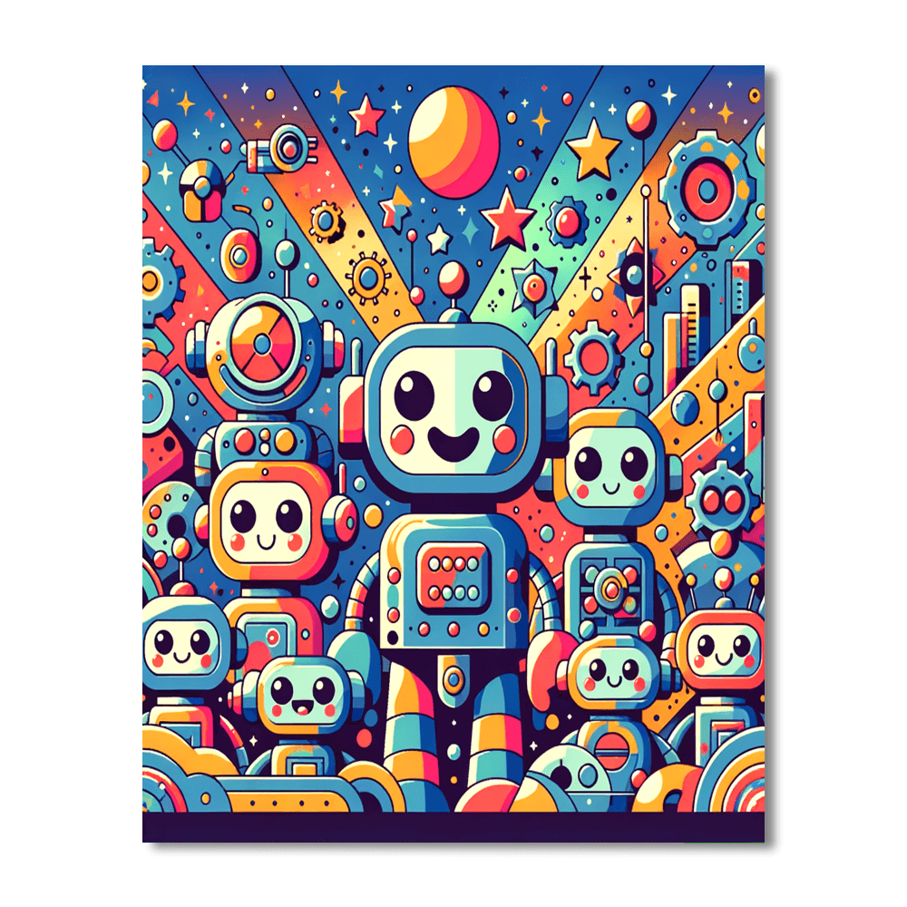 Adventurous Robot Friends Painting By Numbers Kit