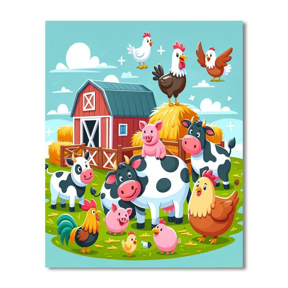 Farm Animal Frolic Numbered Painting Kits