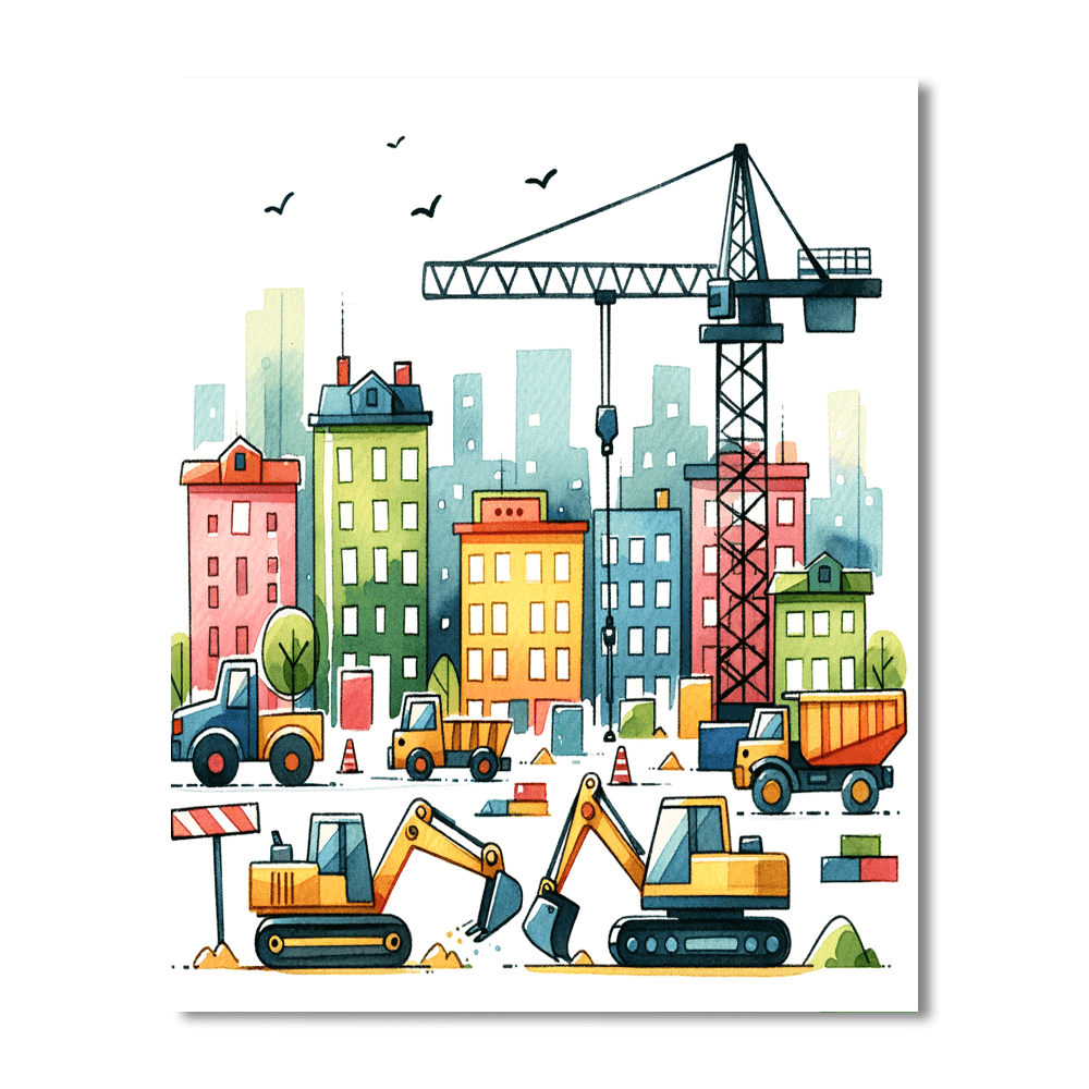 Busy Construction Site Paint By Color