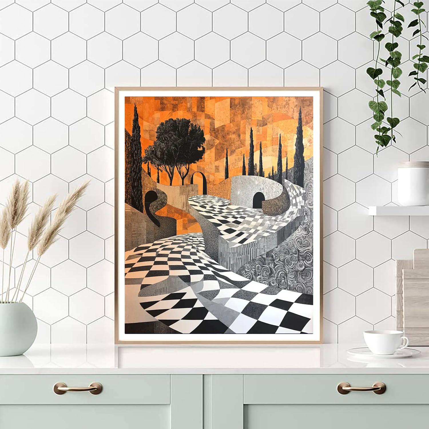 M.C. Escher Inspired Dimension Shift  Paint By Numbers Kits