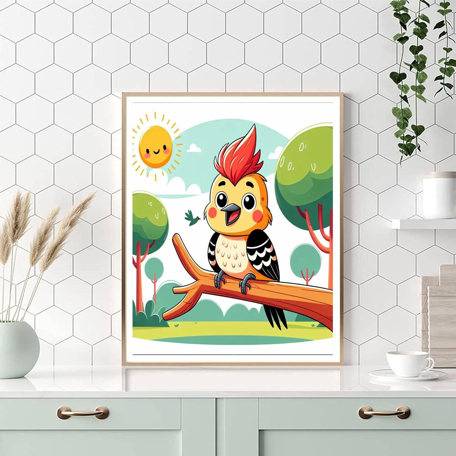 Whimsical Woodpecker Painting Number Kit