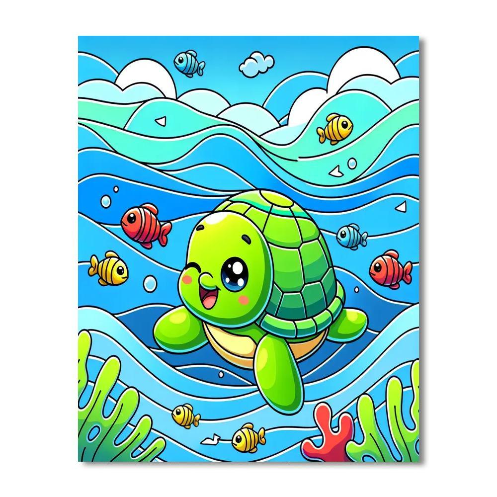 Cheerful Turtle Paint By Numbers
