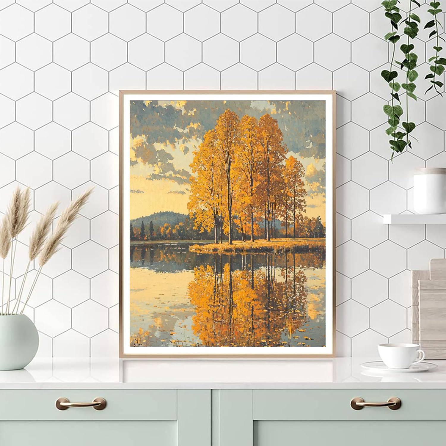 George Inness Inspired Peaceful Autumn Serenity  Number Painting