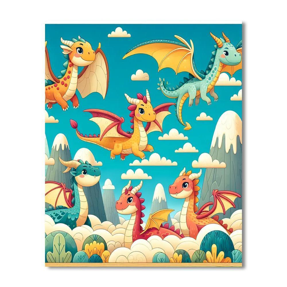 Fantastic Flying Dragons Numbered Painting Kits