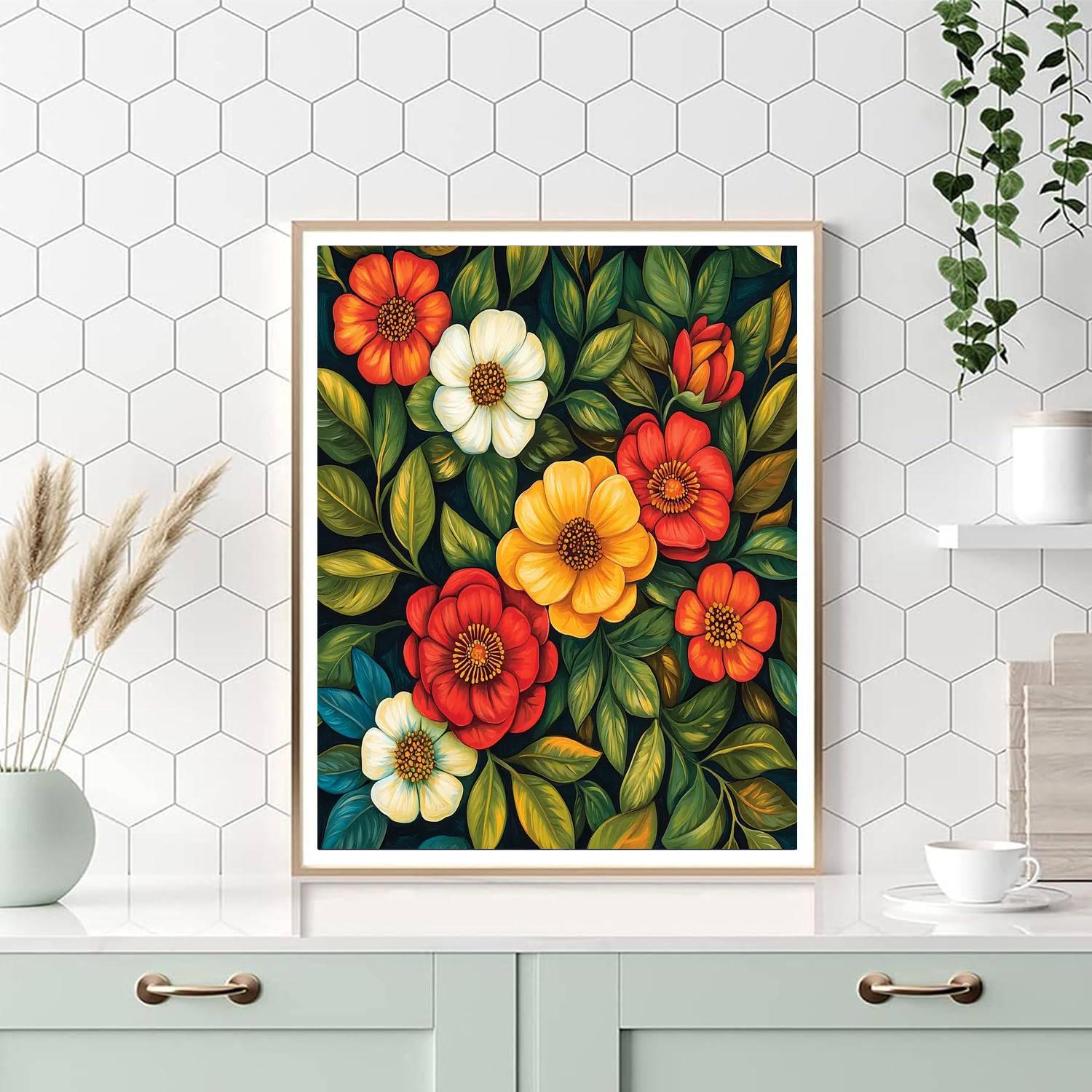 Frida Kahlo Inspired Vibrant Blossoms Of Resilience  Paint By Color