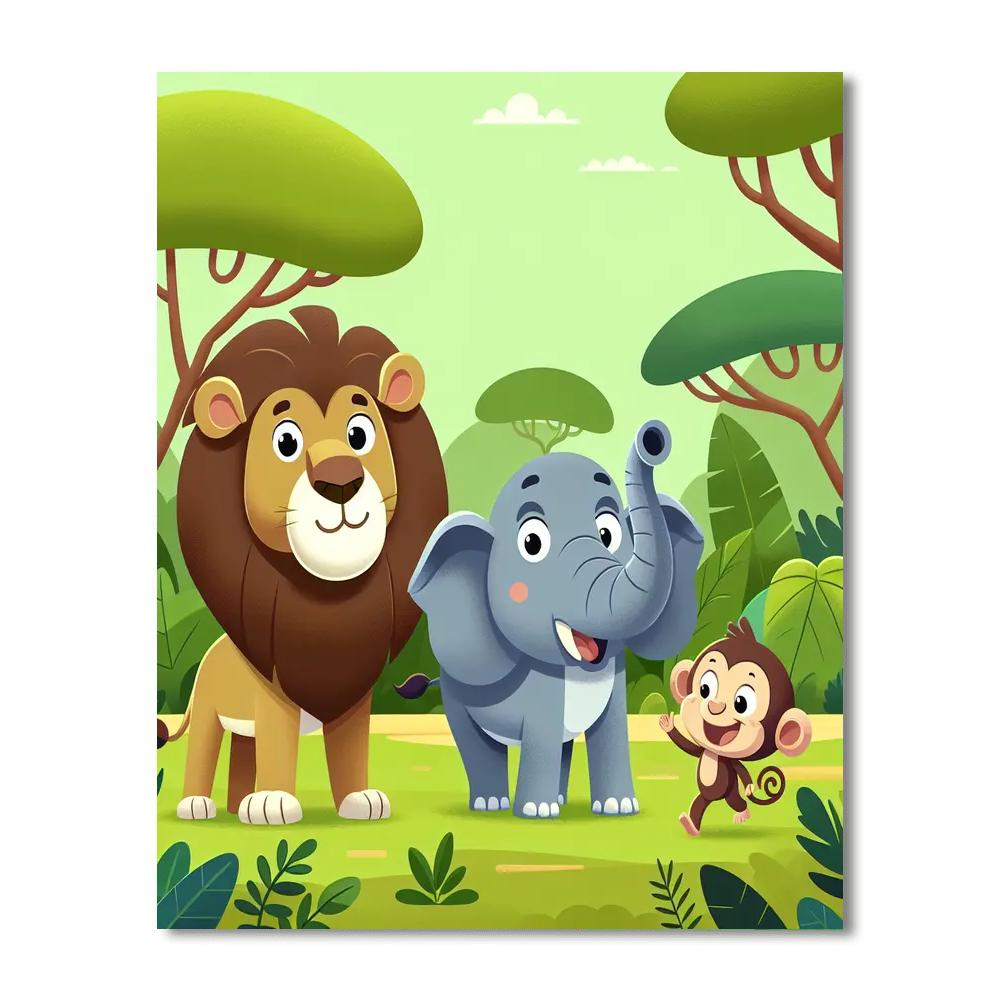 Majestic Jungle Scene Number Painting