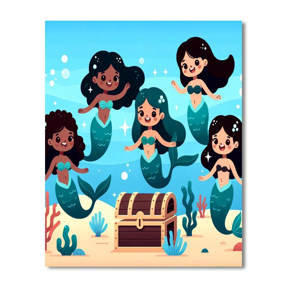 Underwater Mermaid Treasure Number Painting