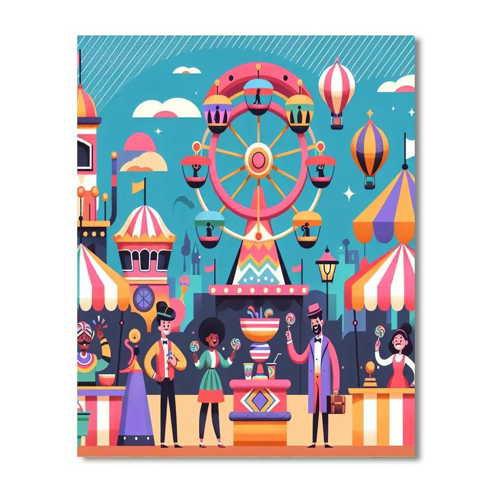 Whimsical Fairground Number Painting