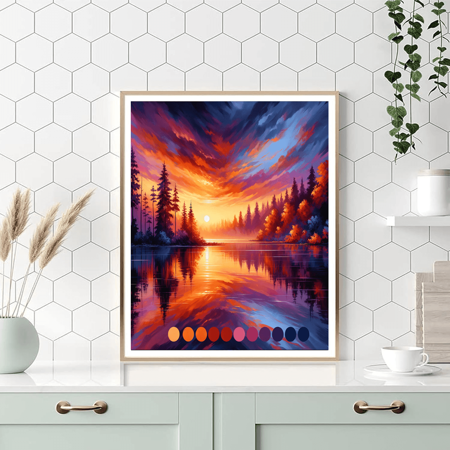 Sunset Over Lake Reflection Painting By Numbers Kit