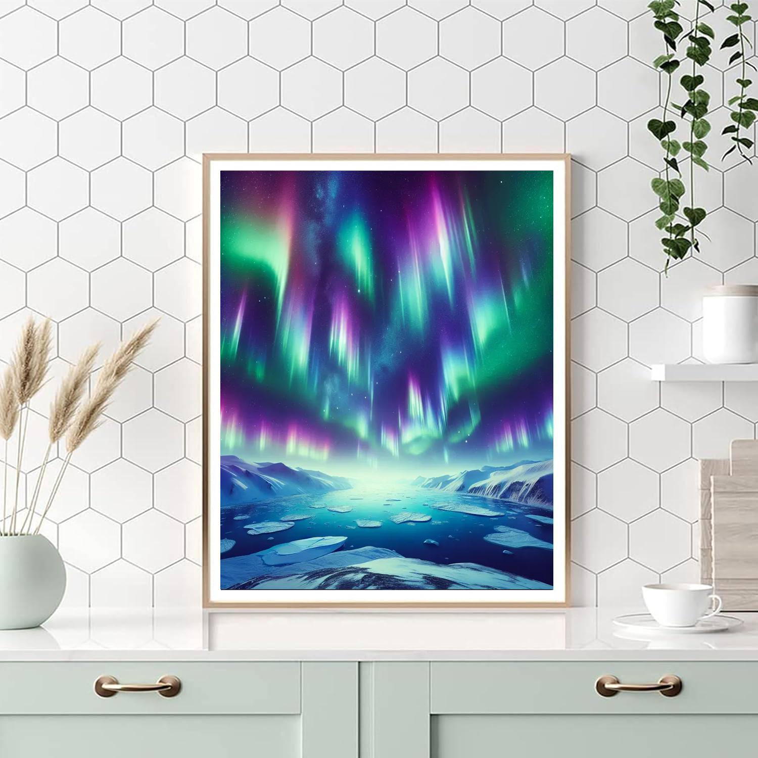 Nordic Aurora Borealis Painting Number Kit