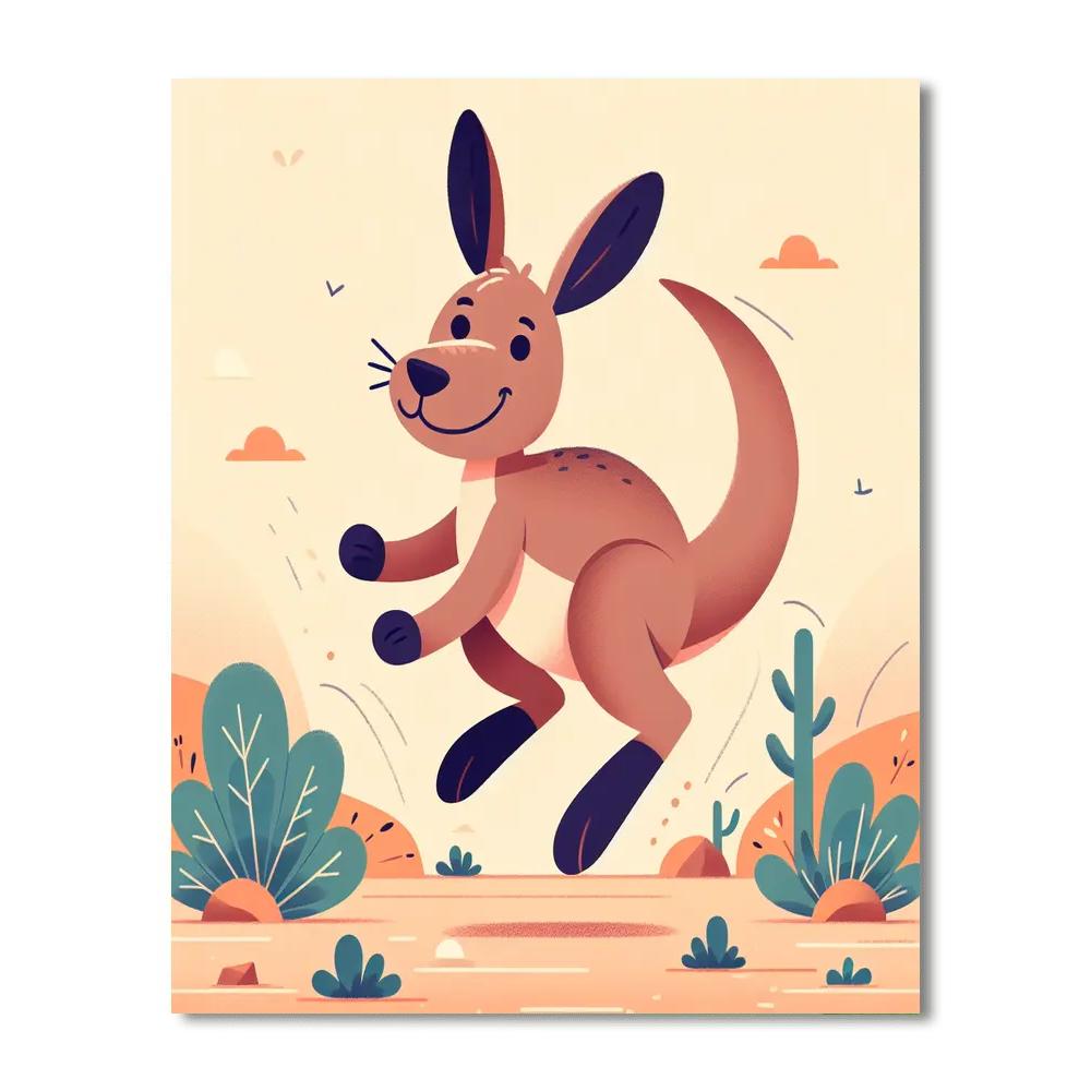 Playful Kangaroo Bounce Number Painting