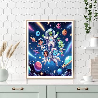 Cheerful Space Pals Number Painting