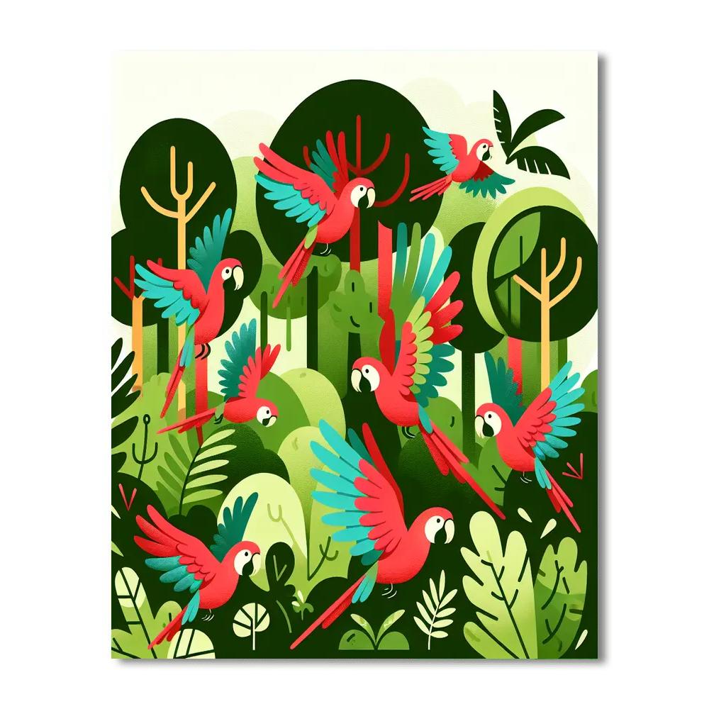 Petite Parrot Adventure Paint By Numbers Art