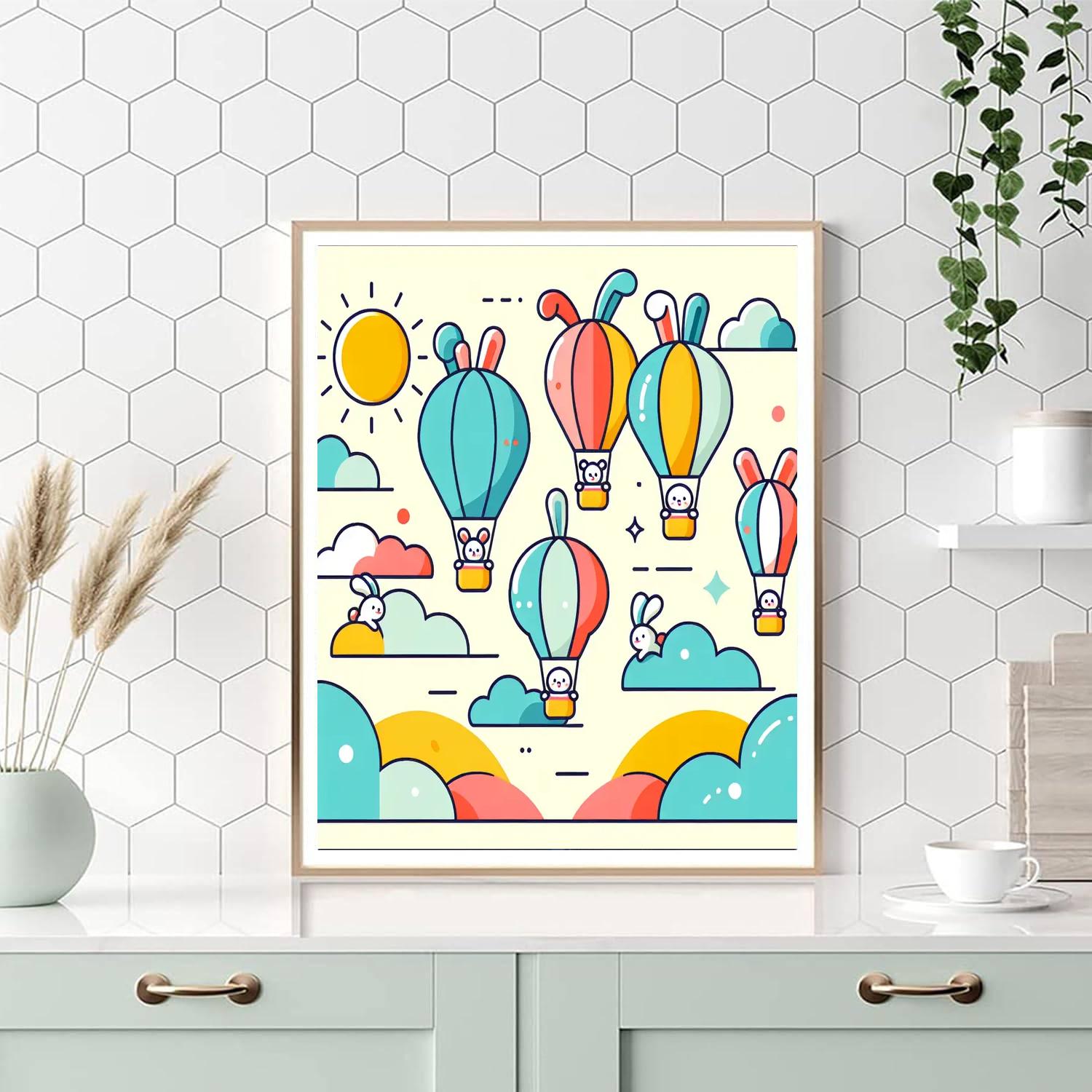 Bunny Balloon Fiesta Paint By Numbers Art