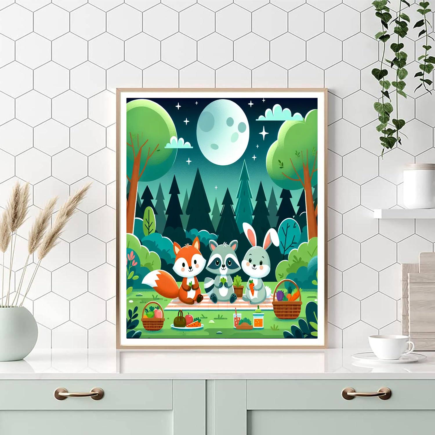 Moonlit Woodland Picnic Numbered Painting Kits
