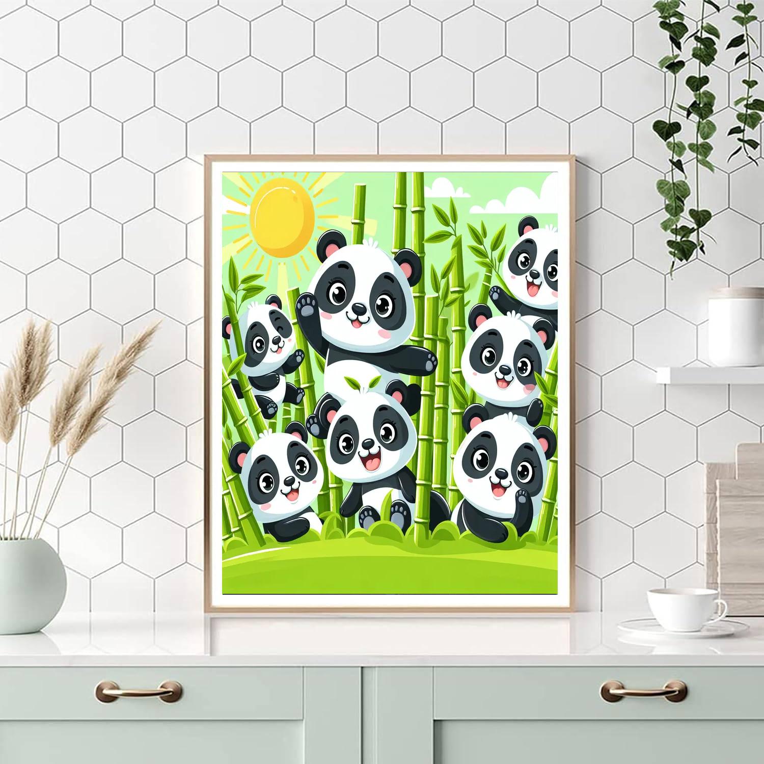 Pandas In Paradise Painting Number Kit