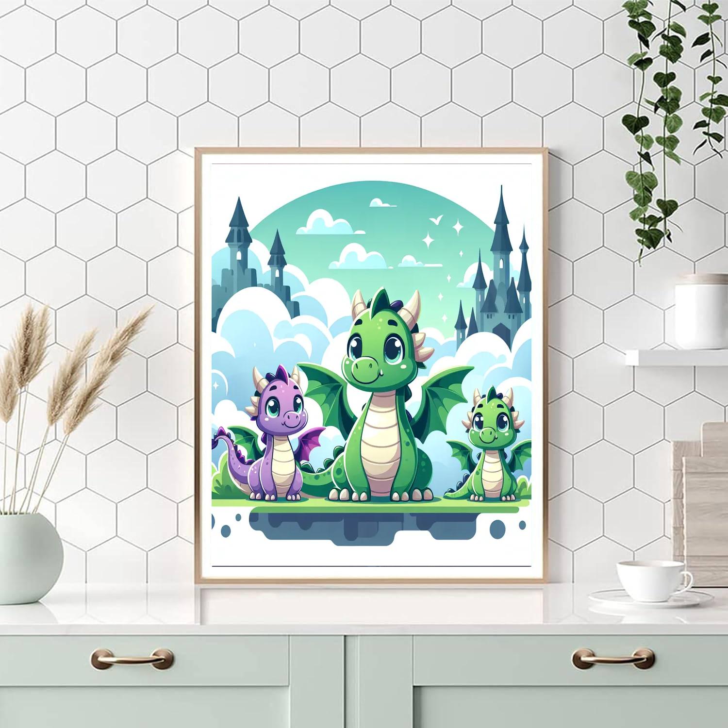 Charming Dragon Family Painting By Numbers Kit