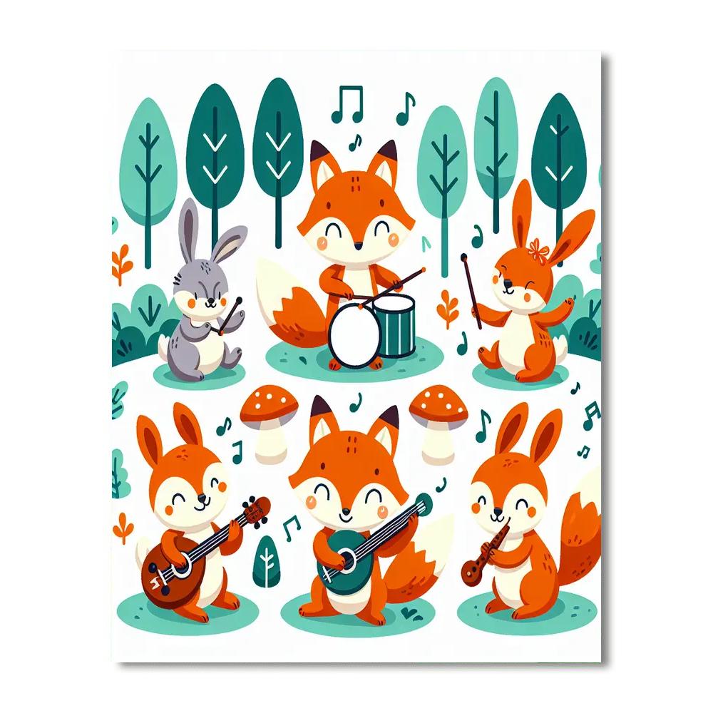 Woodland Creature Concert Number Painting