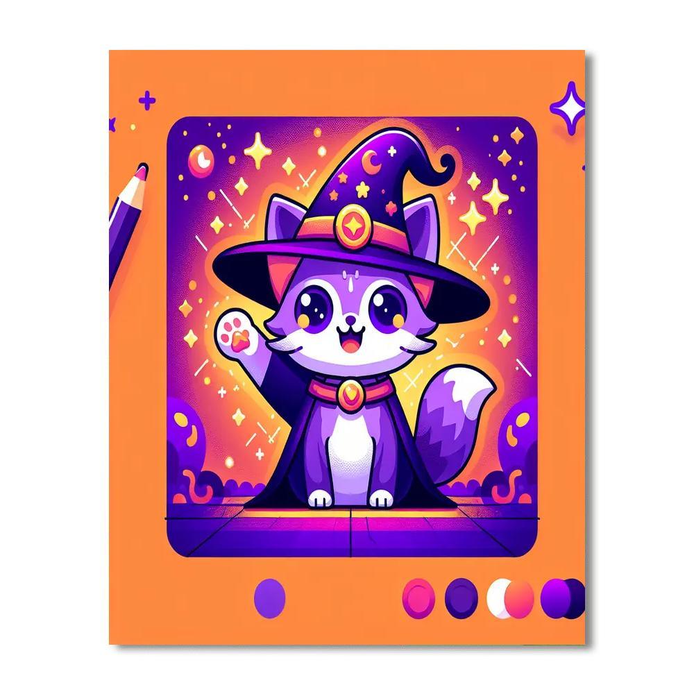 Silly Wizard Cat DIY Paint By Numbers