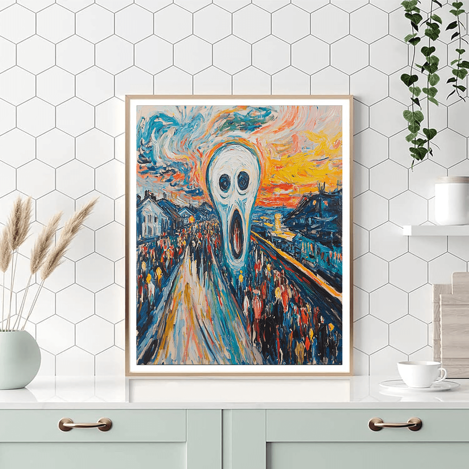 Edvard Munch Inspired Expressionist City Chaos  Paint By Number