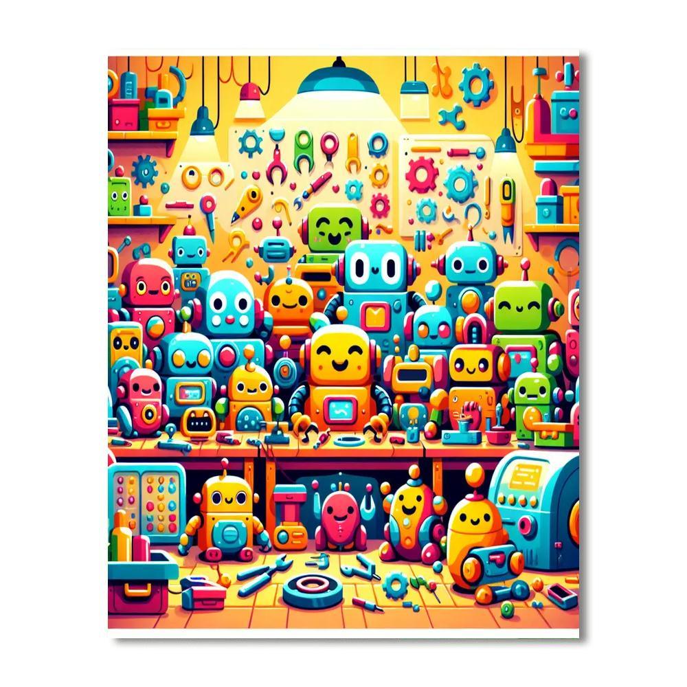 Cute Robot Workshop Paint By Color
