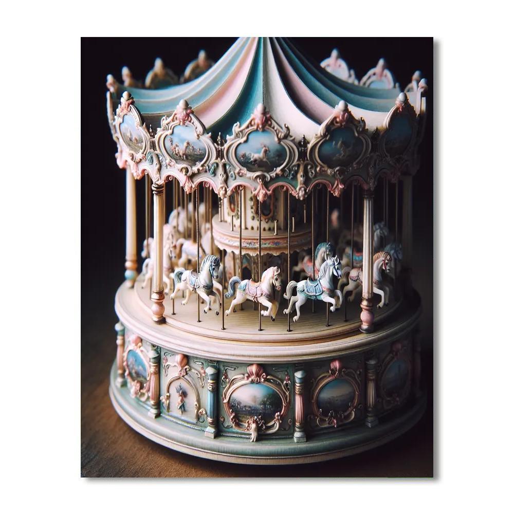 Vintage Carousel Music Box Paint By Number