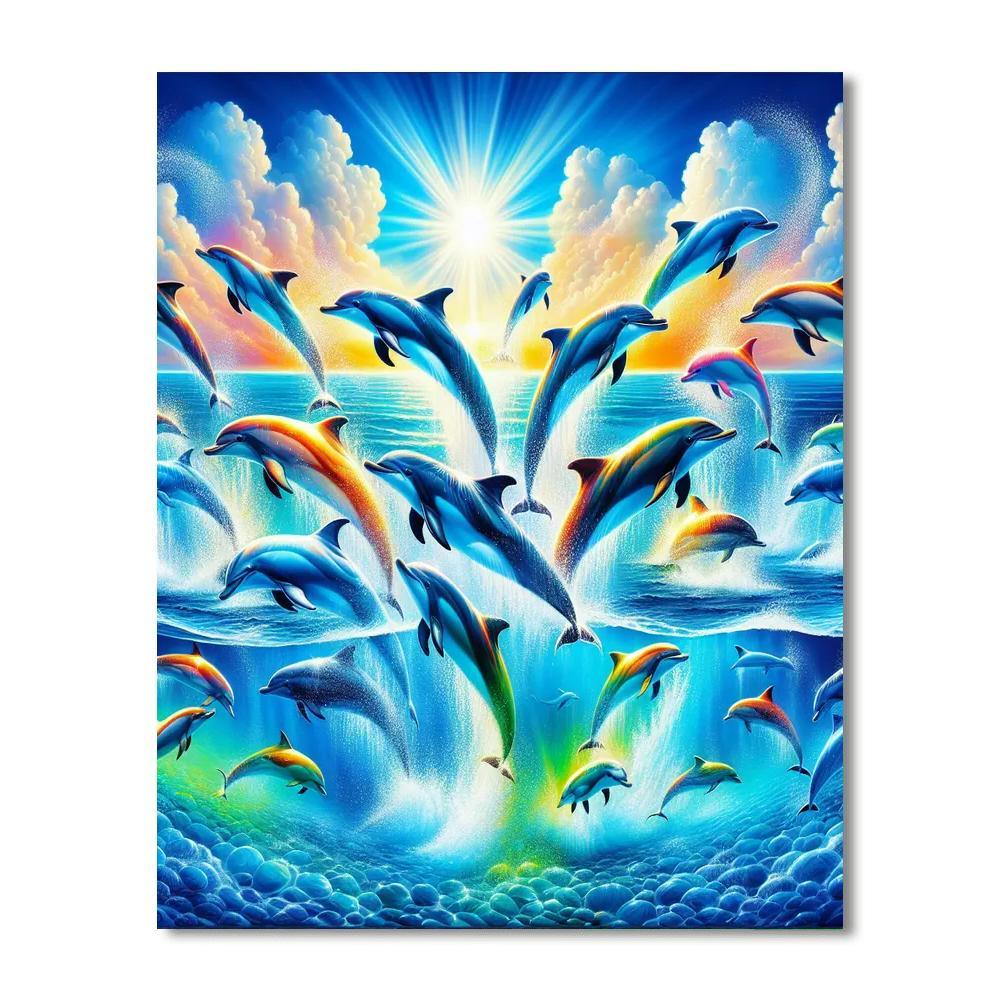 Dancing Dolphins In Paradise Painting By Numbers Kit