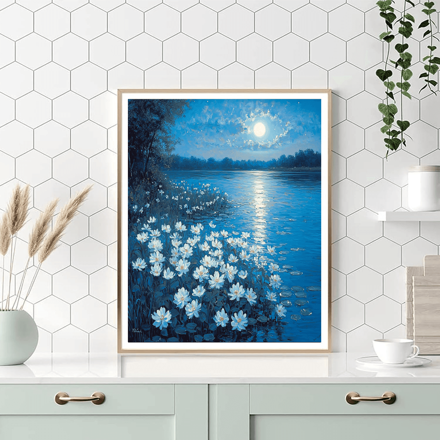 Claude Monet Inspired Whimsical Night Garden  Paint By Numbers Art