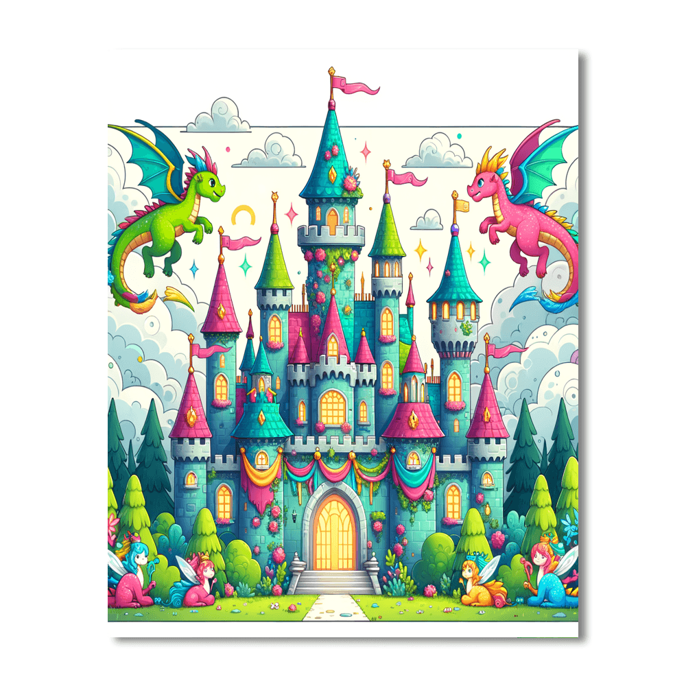 Colorful Fantasy Castle Painting By Numbers Kit