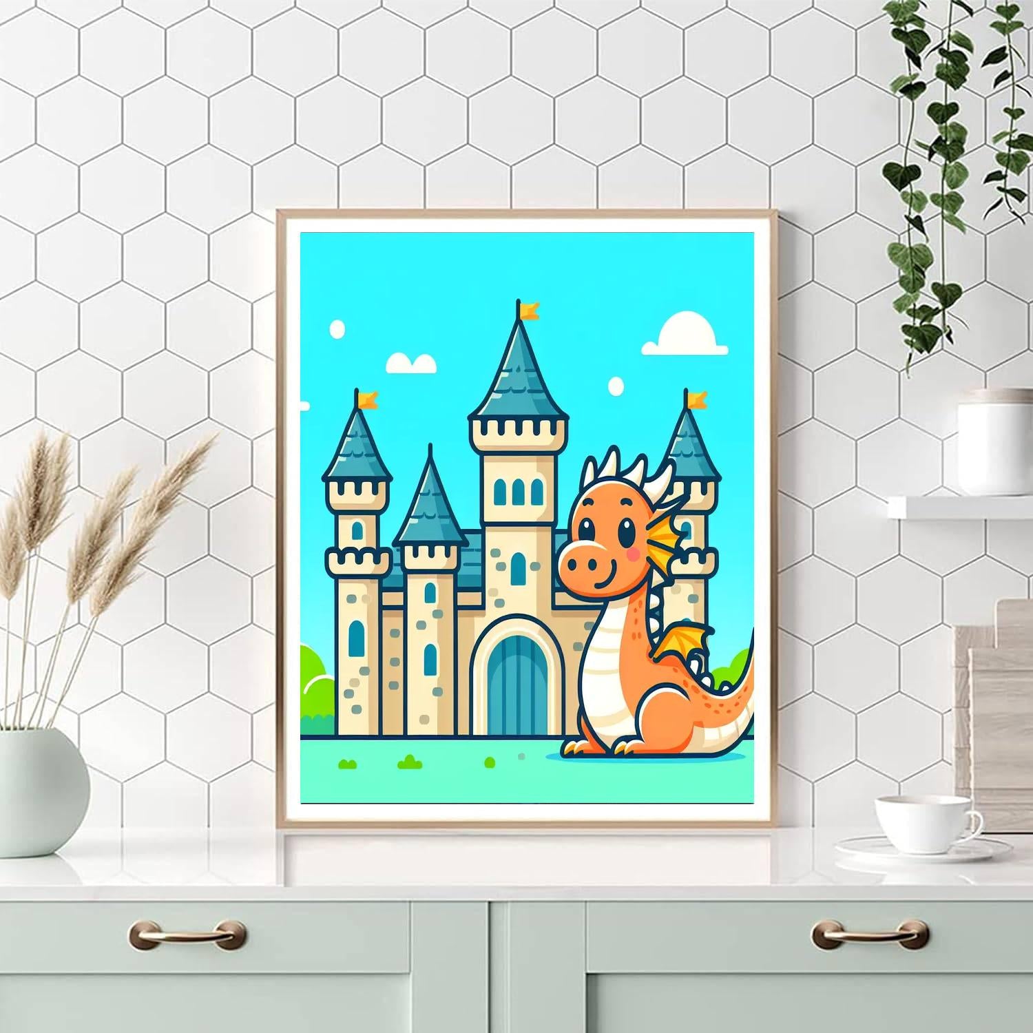 Friendly Dragon's Castle Numbered Painting Kits