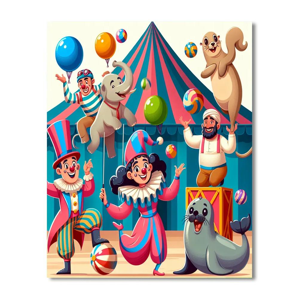 Funny Circus Antics Painting By Numbers Kit