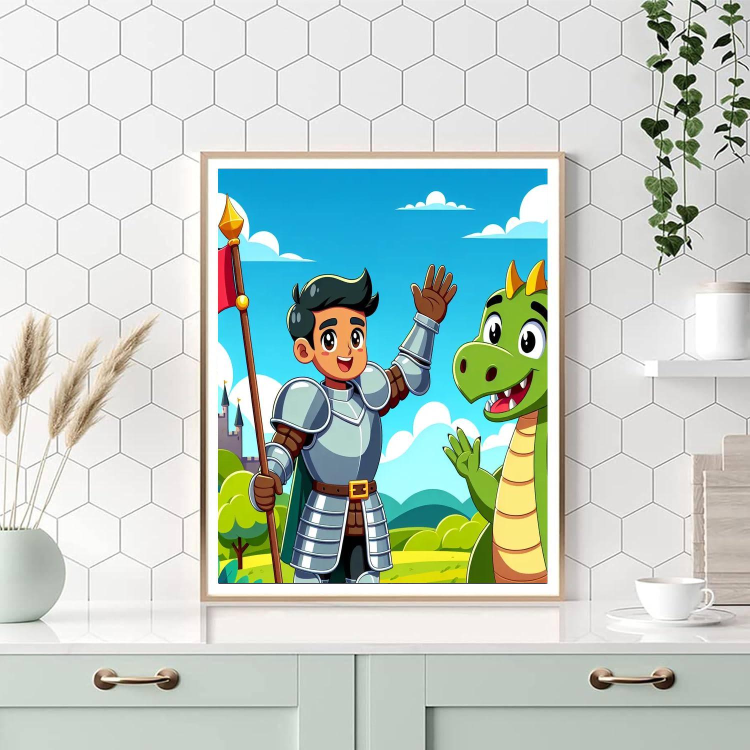 Brave Knights And Dragons Painting Number Kit