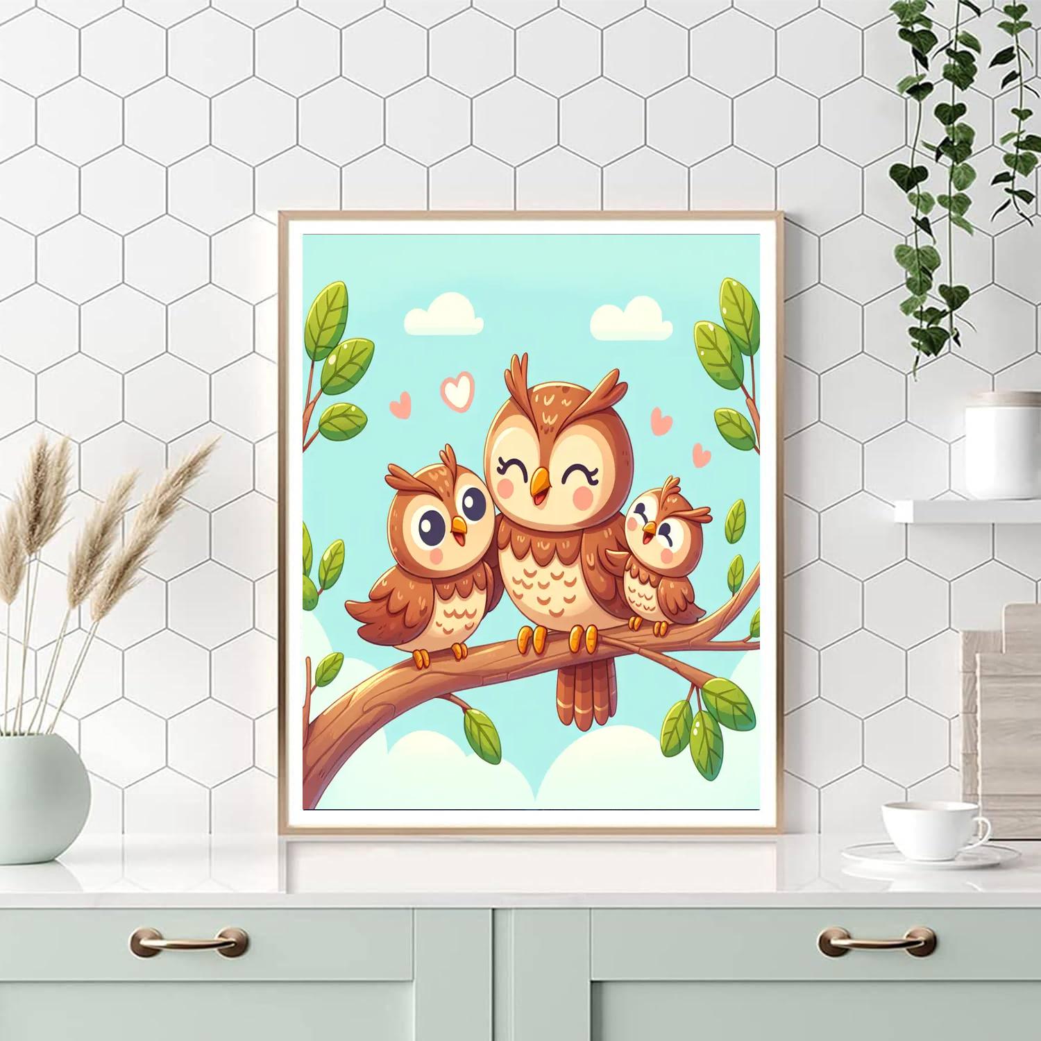 Joyful Owl Family Numbered Painting Kits