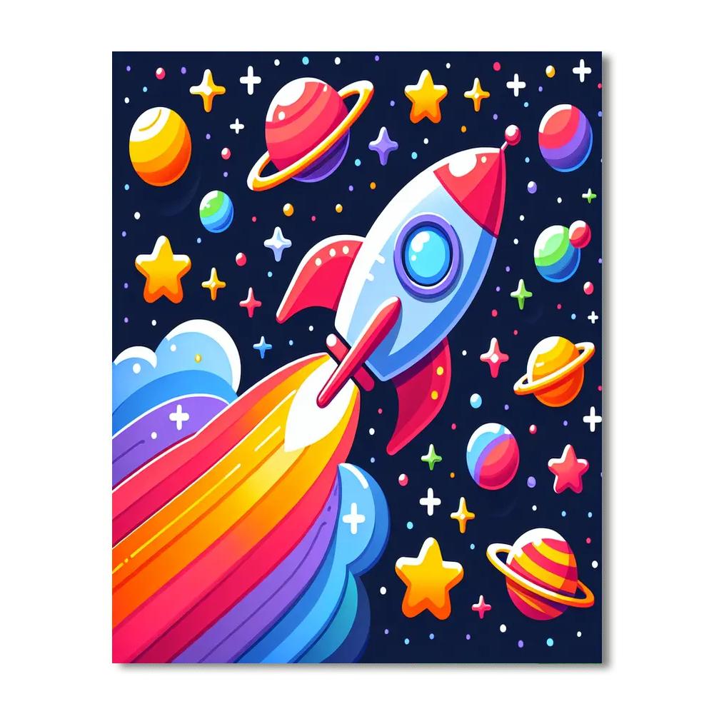Rocket Ship To The Stars Painting Number Kit