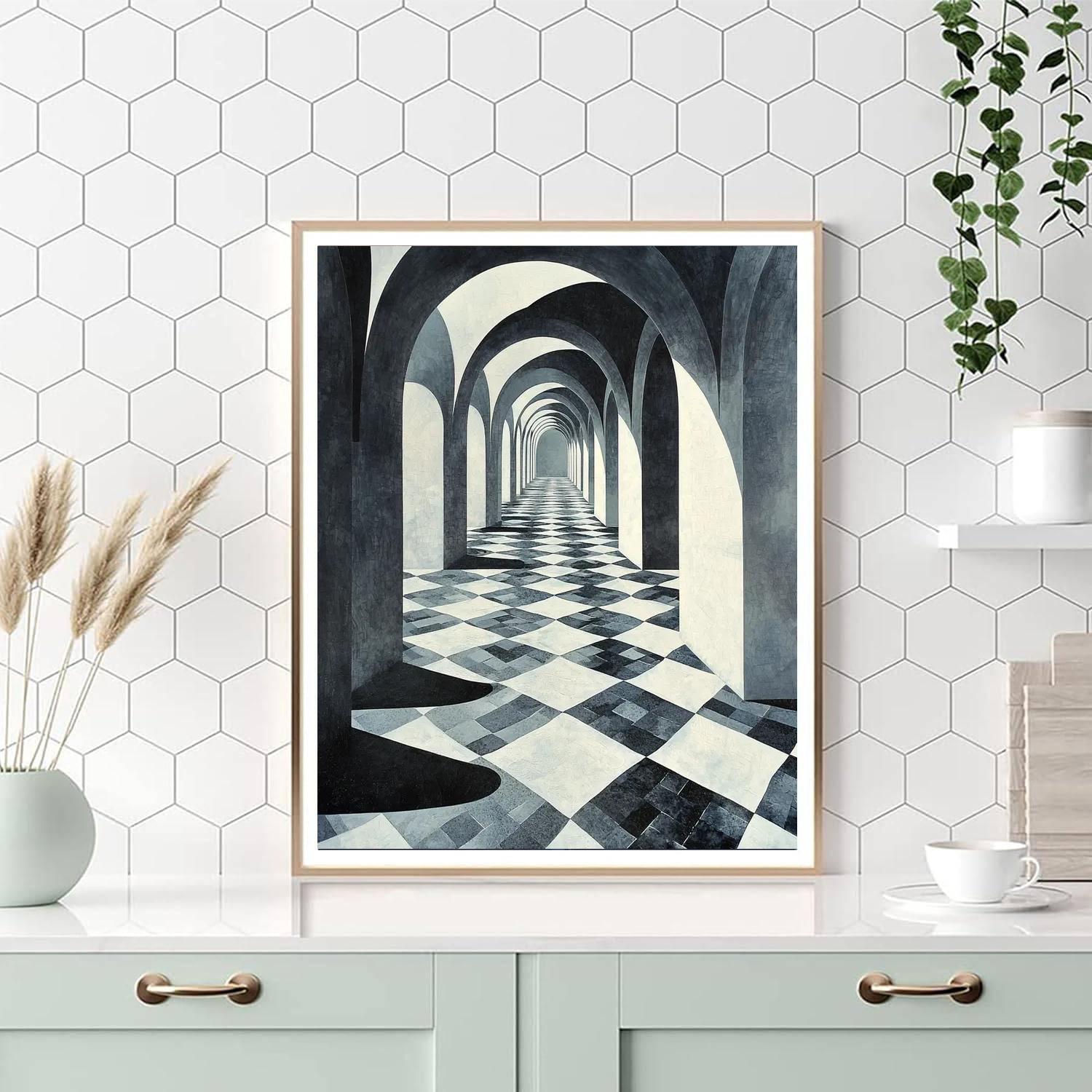 M.C. Escher Inspired Contrasting Dimensions  Numbered Painting Kits