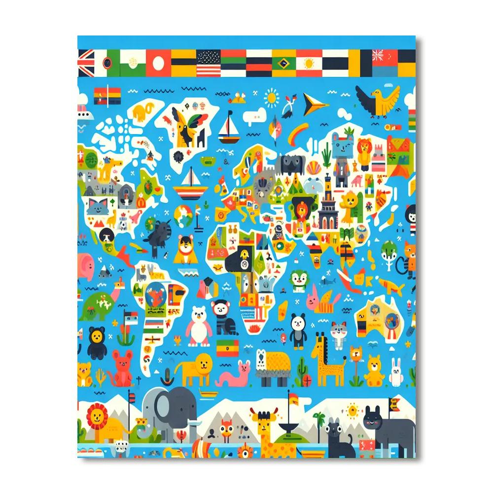 Wonderful World Map Paint By Number