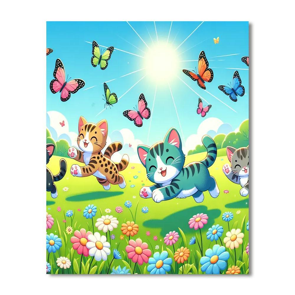 Playful Kitten Parade Painting Number Kit