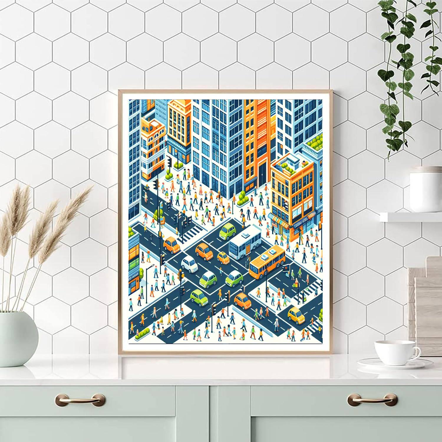 Busy City Life Numbered Painting Kits