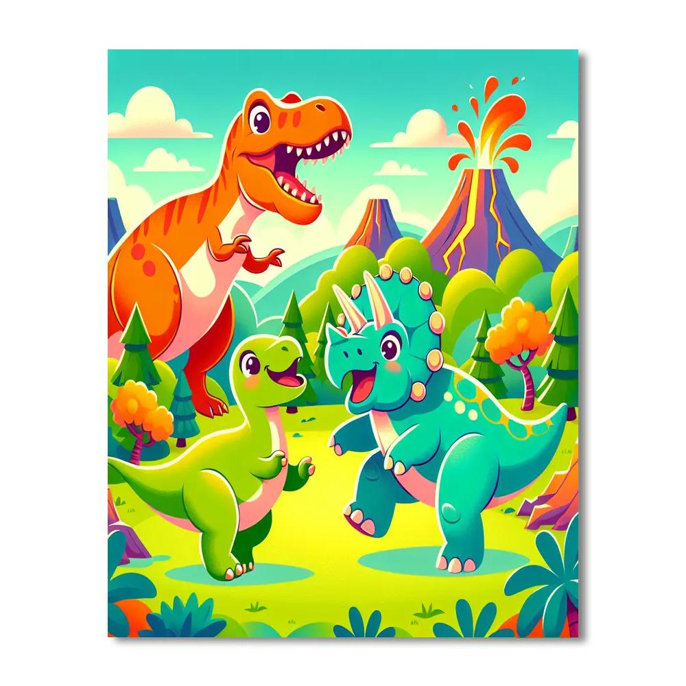Delightful Dinosaur Expedition Paint By Numbers Art