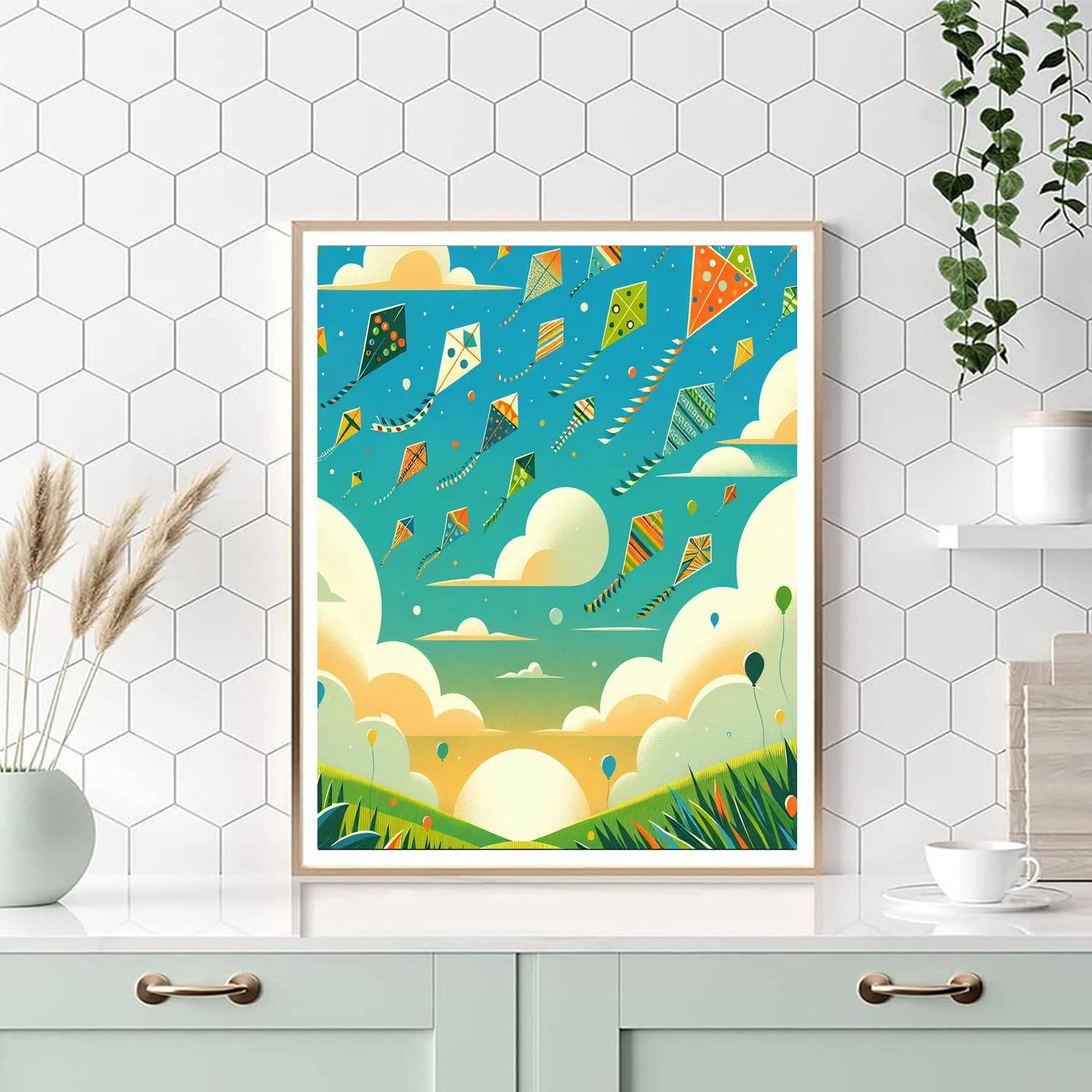 Rainbow Kites Painting Number Kit