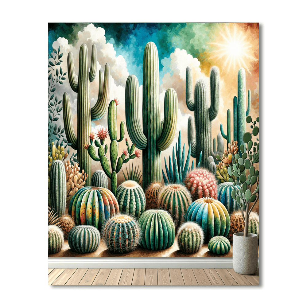 Charming Cactus Garden Paint By Color