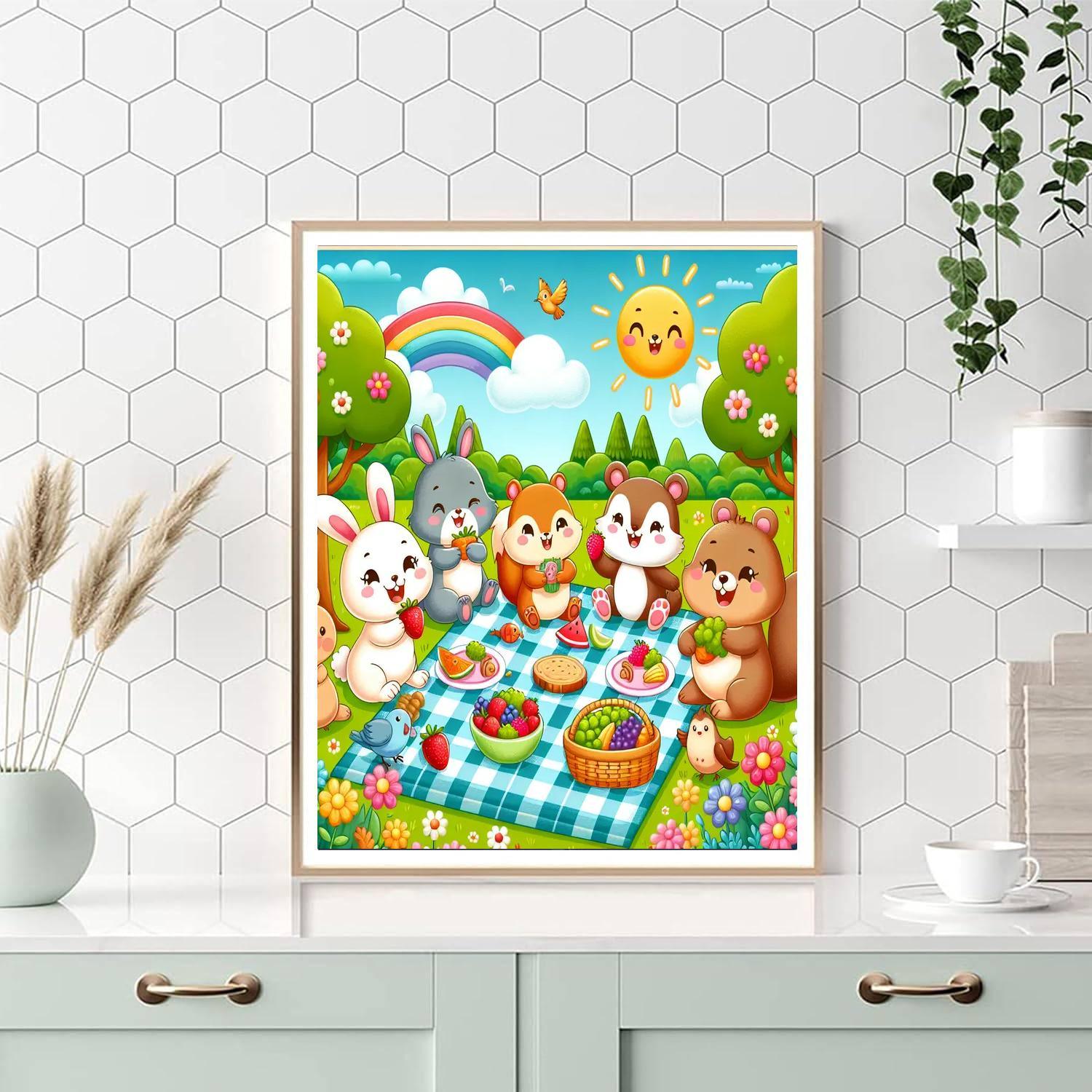 Animal Friends' Summer Picnic Paint By Number