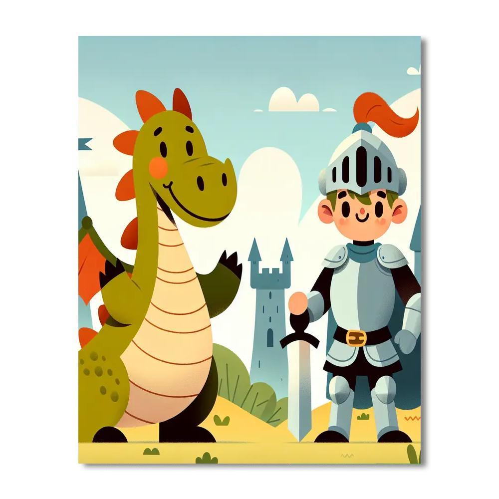 Knight's Dragon Encounter Paint By Numbers Art