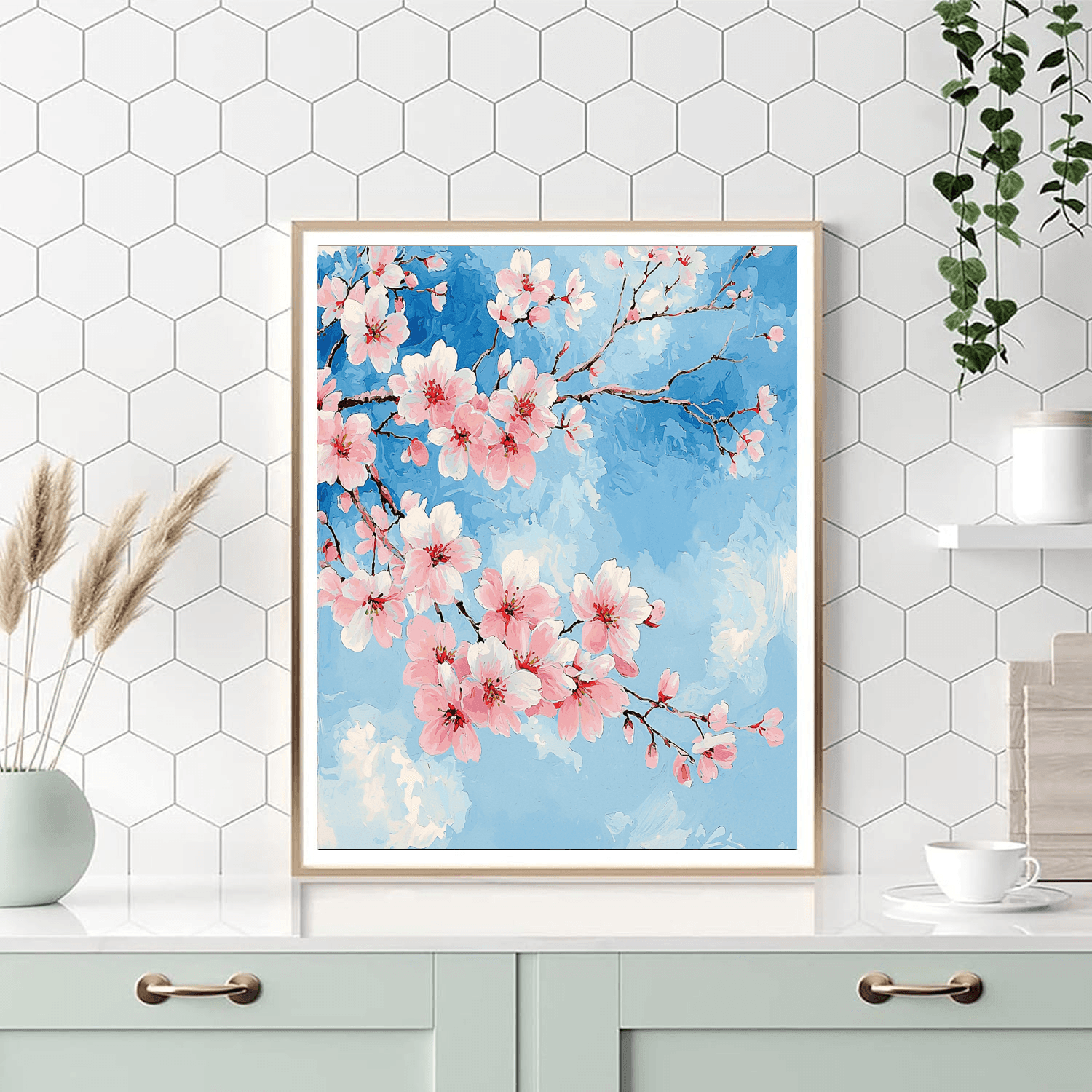 Katsushika Hokusai Inspired Elegant Cherry Blossom Dance  DIY Paint By Numbers