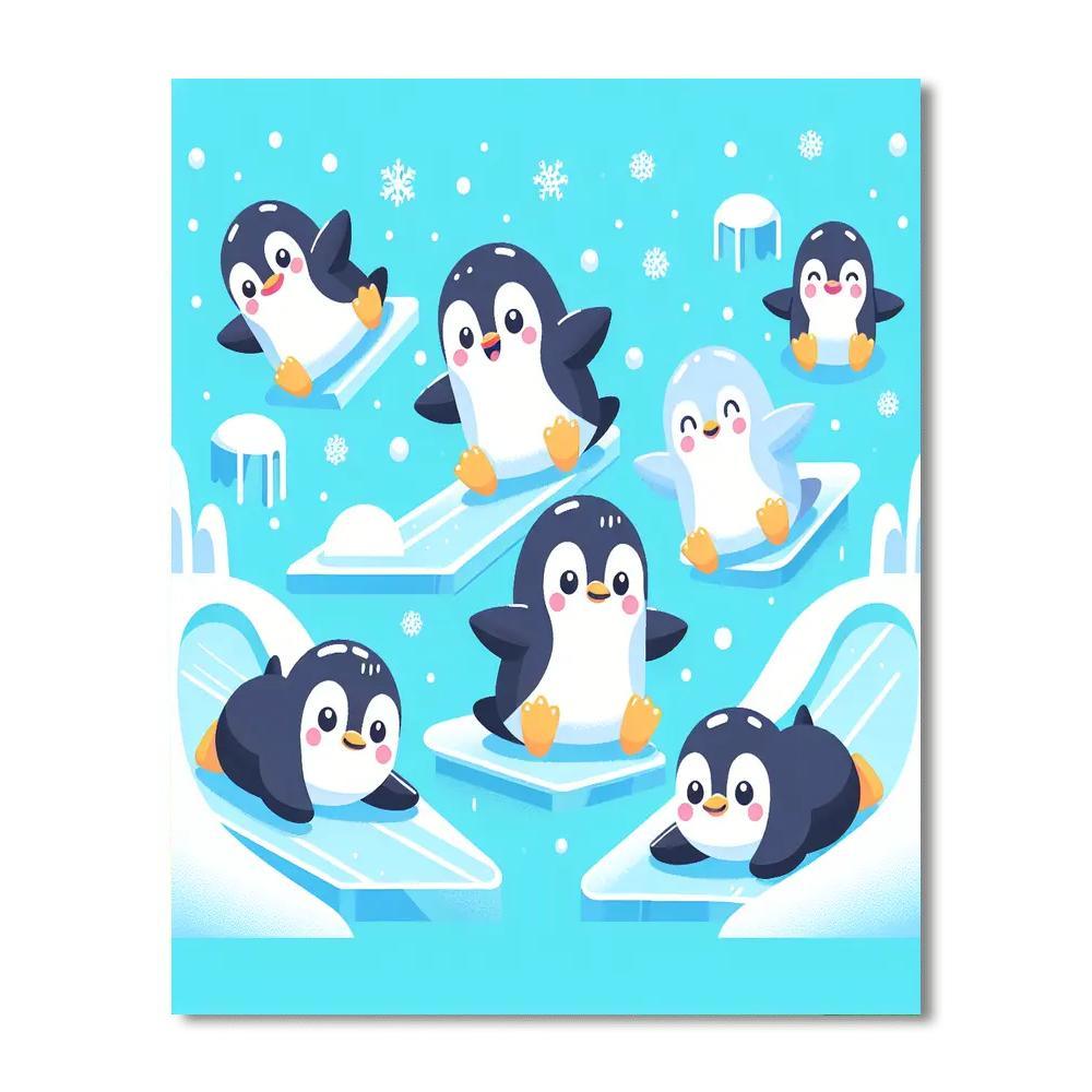 Playful Penguin Playground Paint By Color