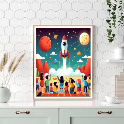 Rocketing To Mars Paint By Numbers Kits