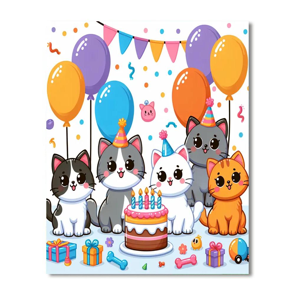 Festive Felines Painting Number Kit